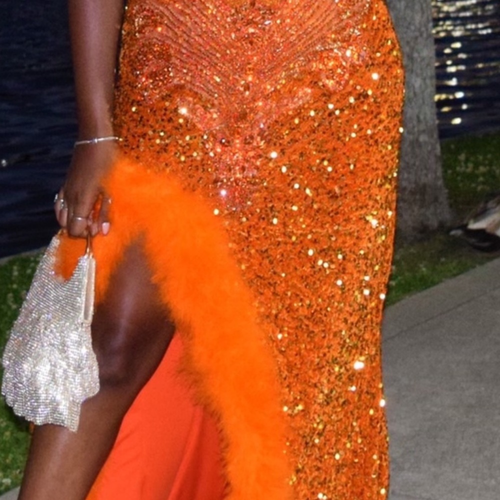 Sequin Orange Prom Dress
